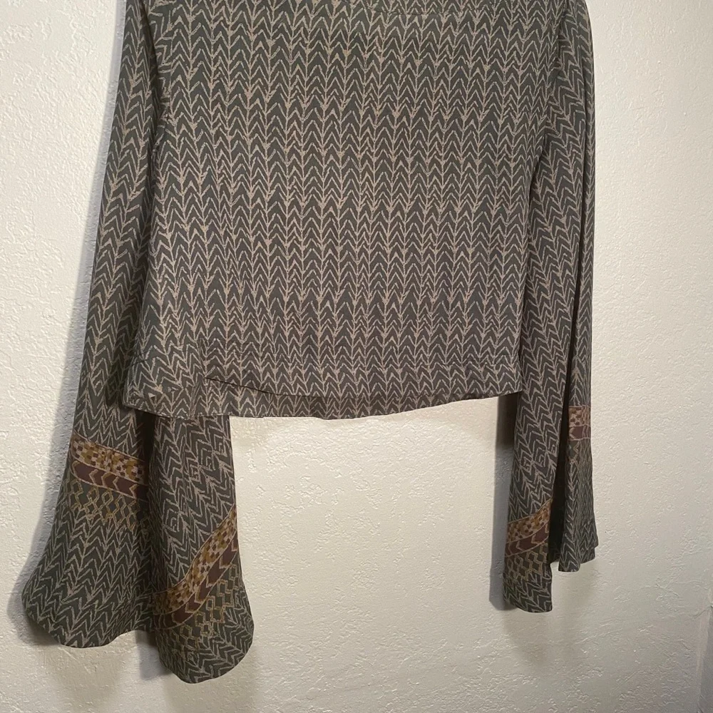 Free People Womens Blouse Boho With Bell Sleeves